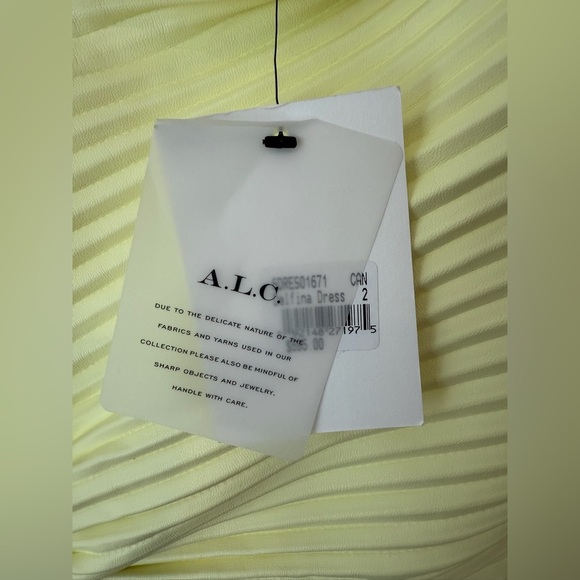 A.L.C. Delfina Dress Canary Yellow Size 2 Faux Leather One Shoulder - Picture 5 of 16